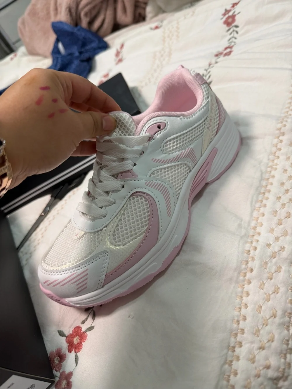 Nautica White and Light Pink Kids Sneakers
